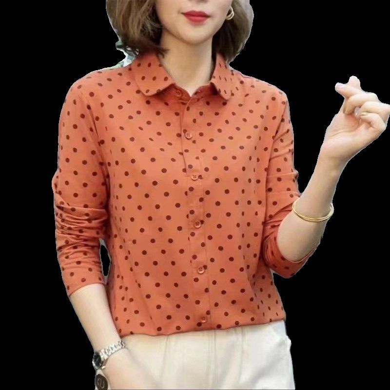 圆点长袖衬衫女叠穿衬衣休闲外套女士内搭打底衫2024春秋新款女,女装/女士精品,POLO衫,淘宝优惠券,粉丝福利购,淘宝优惠卷