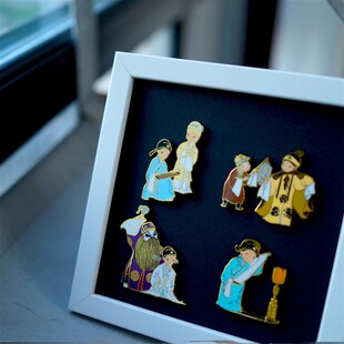 B石小梅昆曲创编系列金属冰箱贴套装-乘月观图诘父叫画 牡丹亭