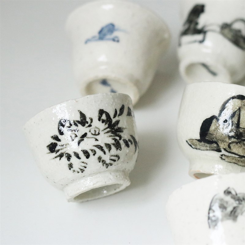 三生 非匪手作 手绘小杯主人杯粗陶 猫咪杯 咖啡杯 手握杯猪口杯