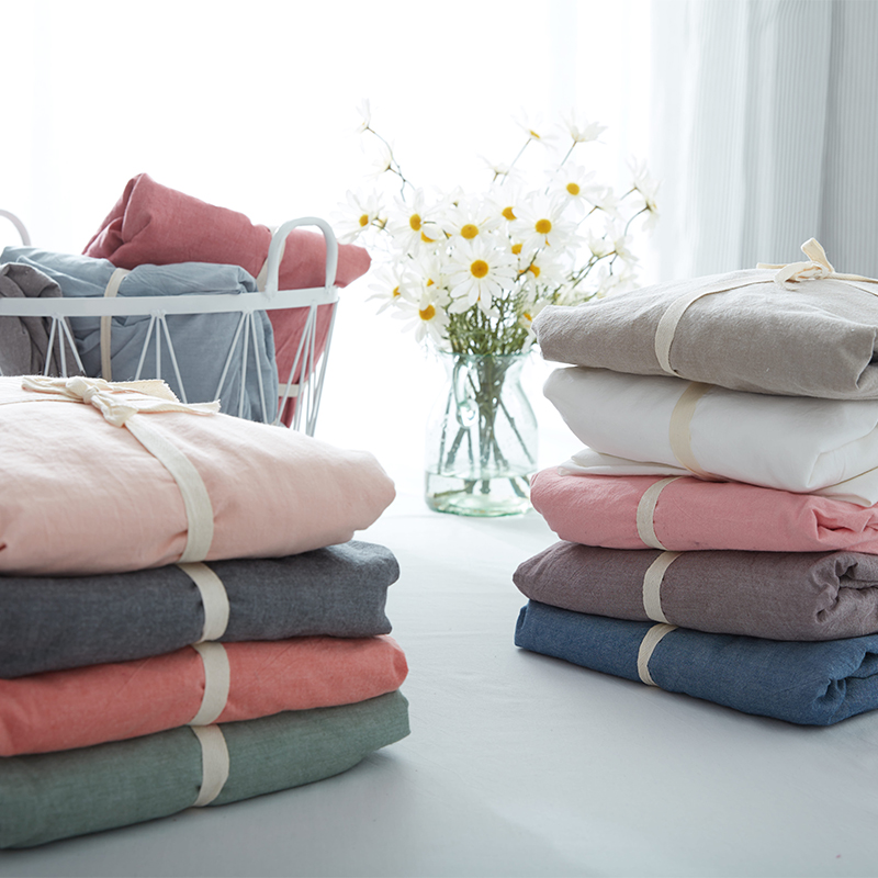 纯棉水洗棉床笠单件素色全棉质感床单床罩防滑床垫保护套1.5/1.8m