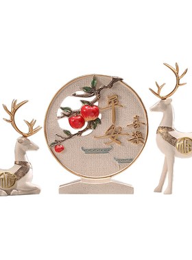 福鹿招财摆件高档客厅玄关酒柜电视柜办公桌面装饰品乔迁新居礼品