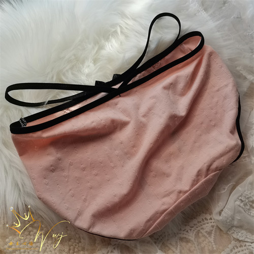 美腰条纹纯棉内裤女包臀珍珠吊坠蕾丝时尚三角裤舒适中腰全棉底裤