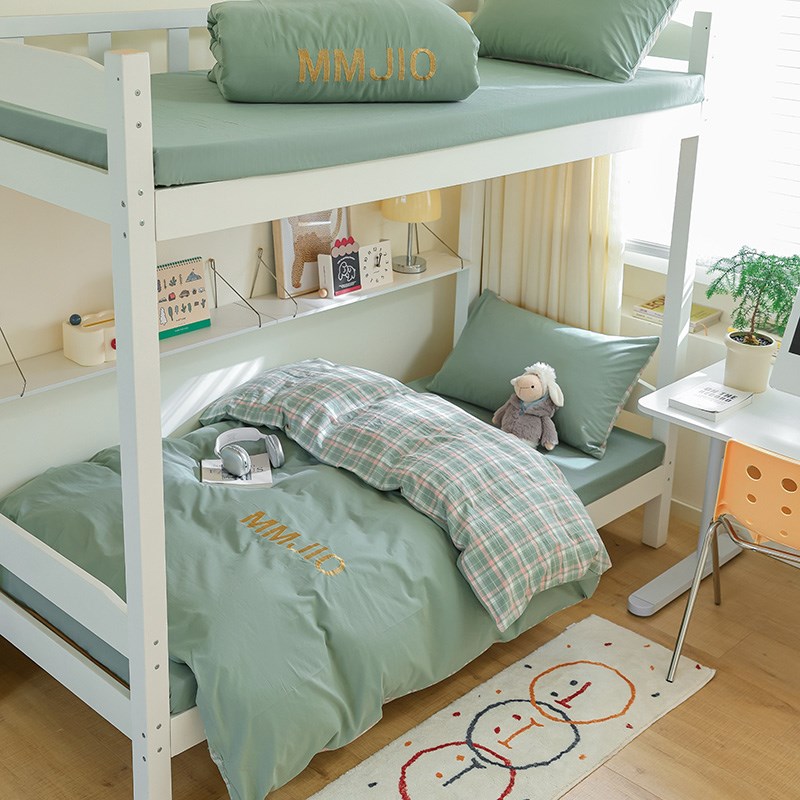 全棉水洗棉学生宿舍三件套 床上用品寝室纯棉床单被套床笠四件套