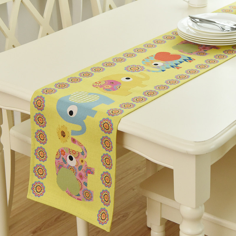 北欧创意卡通可爱餐桌布艺电视柜旗茶几垫布台布盖巾桌旗床旗