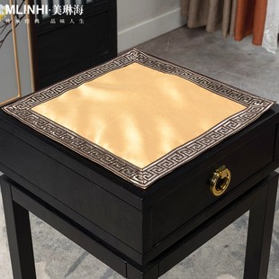 新中式花架垫置物架盖布角几垫方几垫炕几垫绸缎布艺花盆架防尘垫