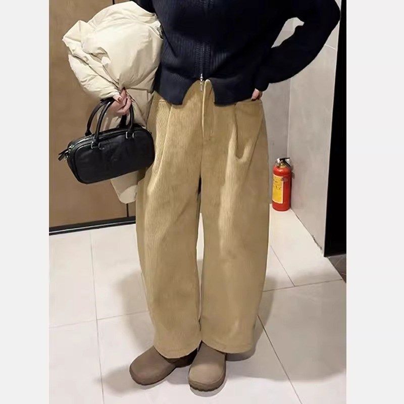 灯芯绒裤子女2024秋冬新款大码显瘦高腰小个子宽松九分休闲镰刀裤,女装/女士精品,大码裤装,淘宝优惠券,粉丝福利购,淘宝优惠卷