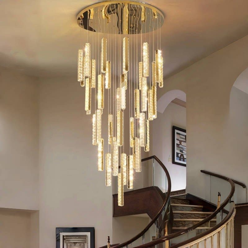 客厅挑空大吊灯楼梯吊灯复式楼别墅水晶长吊灯loft公寓中楼吊灯