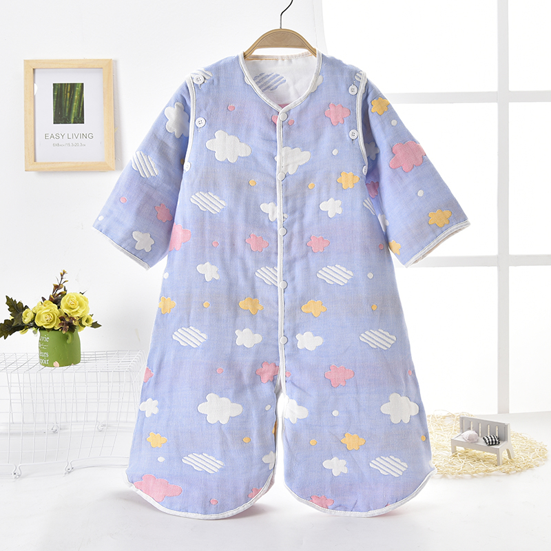 宝宝睡袋纯棉纱布新生儿童防踢被婴儿春秋四季空调暖气房无骨睡袋