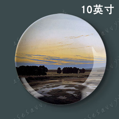 10英寸弗里德里希风景油画装饰盘子墙面壁挂盘欧式美式陶瓷盘摆件