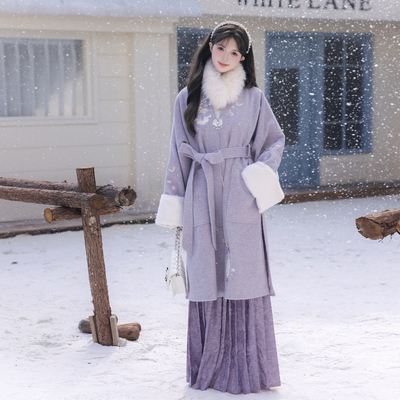 华服未来【福禄来宜】明制汉服女日常改良汉元素加厚立领上衣褶裙