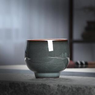 家用陶瓷主人杯品茗杯茶盏 谢明东青瓷个人专用功夫茶杯茶具小套装