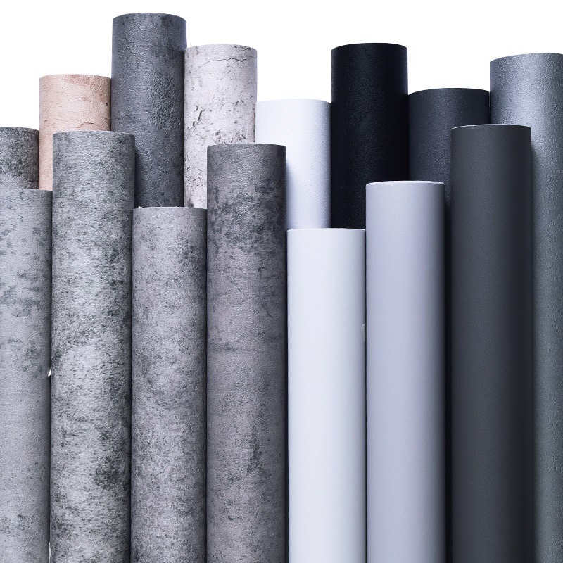 防水防潮墙纸自粘灰色壁纸卧室墙贴pvc简约背景桌面家具翻新贴纸