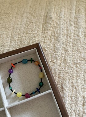 林先叁 可爱多巴胺串珠手链女小众复古彩色手饰夏天百搭个性手环