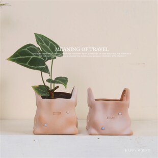 复古简约手工网红造型彩陶粒红陶花盆透水透气园林家居种植