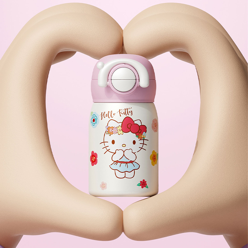 三丽鸥Hello Kitty水杯高颜值可爱儿童吸管双饮杯迷你口袋保温杯