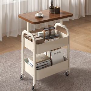 茶几可移动床头置物架桌子零食小推车奶油风客厅沙发边几边桌迷你