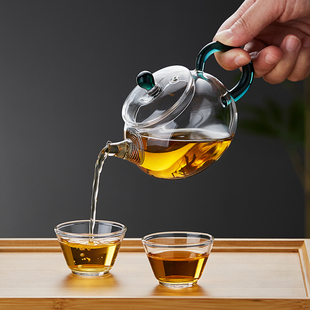 玻璃茶壶耐高温加厚单壶茶水分离家用小花茶壶泡茶壶功夫茶具套装