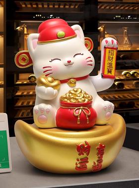 新款创意摇手招财猫前台收钱二维码树脂摆件 新店收银台开业礼物