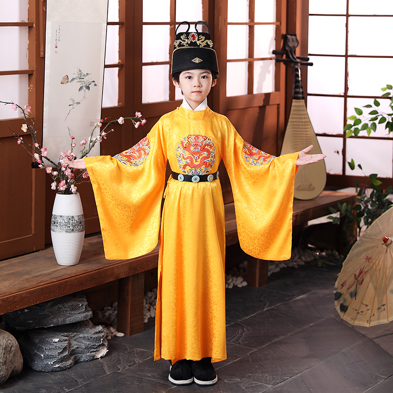 儿童古装汉服男童唐朝太子汉朝明朝古代皇帝皇上龙袍大王表演服装