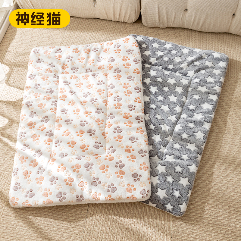 狗窝猫窝卡通满印法兰绒垫子夏季春季四季通用窝比熊泰迪博美幼犬