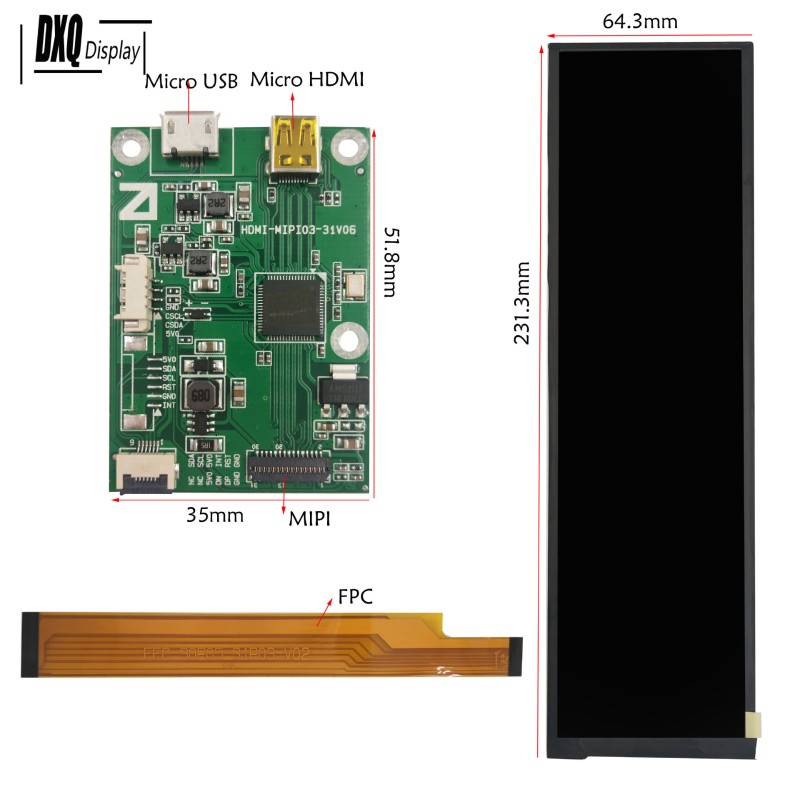 8.8寸480*1920条形显示高清液晶显示屏+驱动板一套MIPI接口可定制