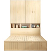 实木衣柜床一体小户型多功能儿童床储物床书柜组合床榻榻米床定制