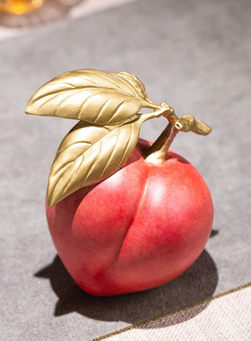 朱炳仁铜 喜乐桃桃摆件书桌办公桌装饰铜雕桃子工艺品创意礼品