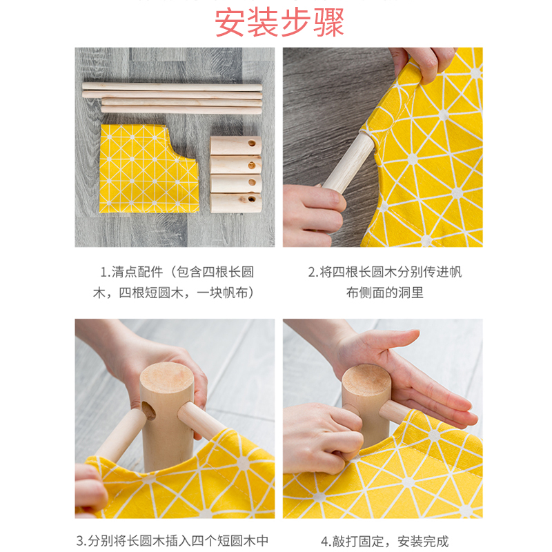 猫咪透气吊床可拆洗实木狗狗行军床猫窝夏季宠物小猫床泰迪狗床