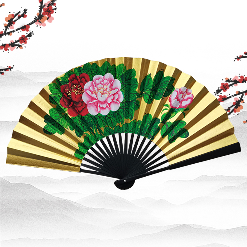 戏曲金扇贵妃醉酒扇子牡丹扇小生折扇戏曲扇子越剧京剧手绘扇子