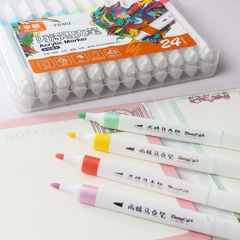 中彩丙烯马克笔绘画不透色可叠色可高光可水洗水性儿童马克笔DIY