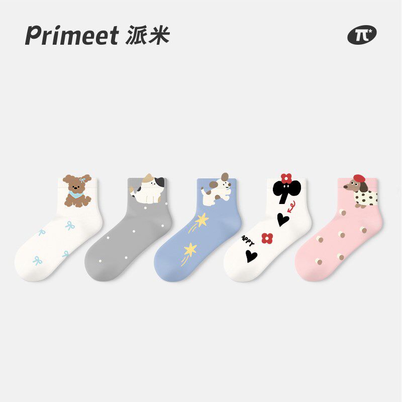 袜子女款春夏季纯棉中筒袜2025新款可爱卡通中短筒袜夏季无骨短袜