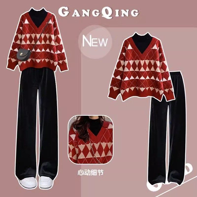 哺乳衣外出辣妈款春秋季时尚喂奶毛衣裤子两件套产后哺乳套装秋冬