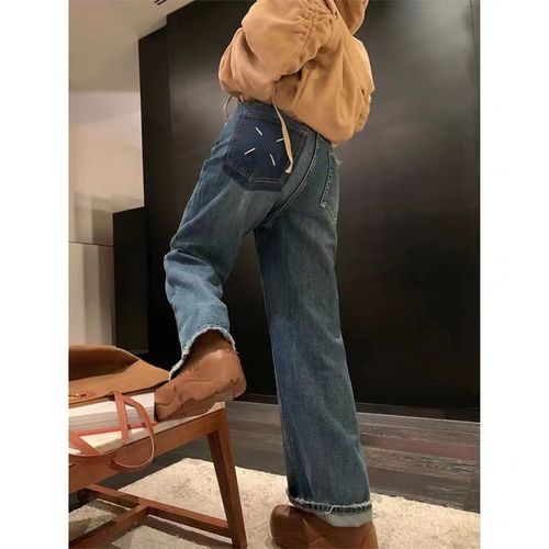 孕妇阔腿裤春秋2024新款外穿宽松垂感直筒长裤春季拖地裤子牛仔裤