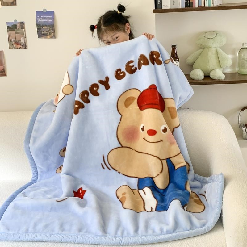 双层加厚儿童毛毯秋冬季婴儿宝宝盖毯小被子幼儿园午睡牛奶绒毯子