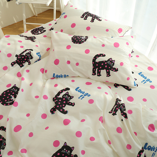 俏皮小猫咪学生宿舍冬季 天全棉纯棉被套单件双人单人被罩150x200