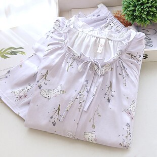 月子服春夏季薄款纯棉大码孕妇睡衣产后a类4月份吸汗哺乳期喂奶衣