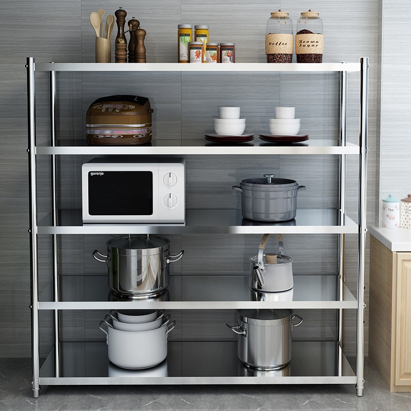 厨房置物架落地收纳架多层储物架五层架子家用杂物整理货架不锈钢