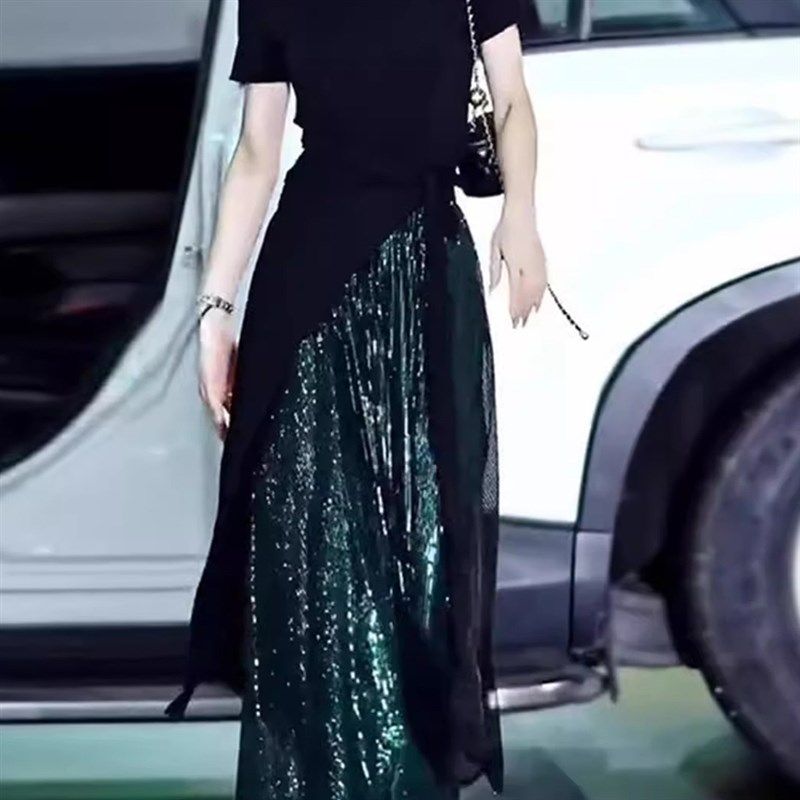 减龄高级感套装裙2025夏季大码妈妈装法式高腰气质设计小众半身裙