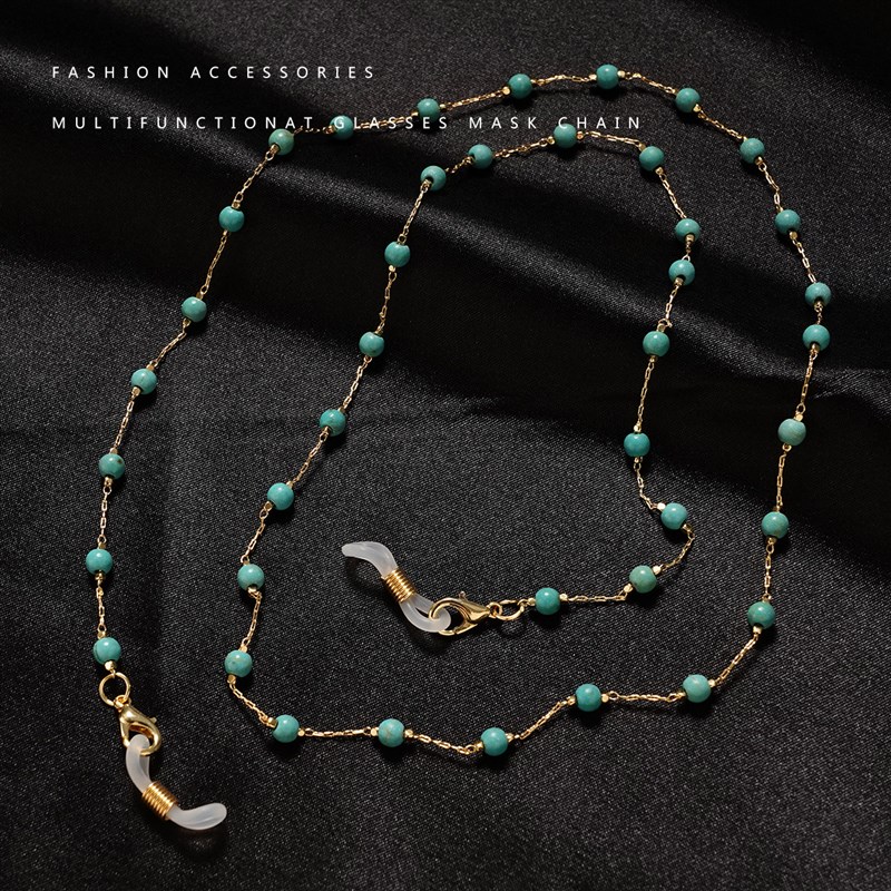 蓝松石眼镜链女时尚眼镜链子眼镜挂绳防丢墨镜耳机复古眼镜配件