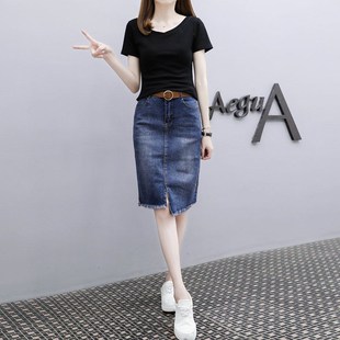 单件/套装牛仔裙女2023新款夏季包臀裙中长款裙子牛仔半身裙套装