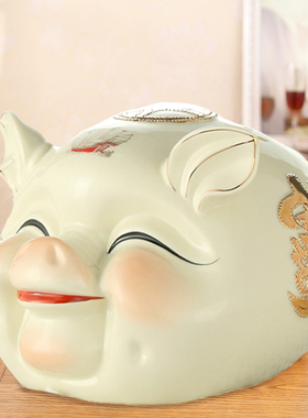 陶瓷招财金猪储钱罐摆件可爱创意猪儿童生日礼物家居客厅小工艺品