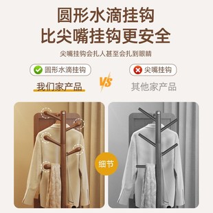 可旋转钢化实木全身镜子卧室衣帽间挂衣架穿衣镜一体W多功能落地