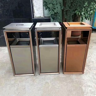 酒店大堂不锈钢垃圾桶定制商场电梯口立式带烟灰缸户外分类果皮箱