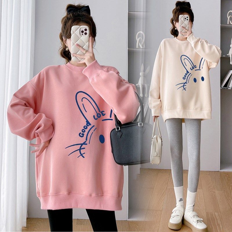 大码孕妇装卫衣秋冬装2024新款宽松上衣女韩版时尚减龄显瘦200斤