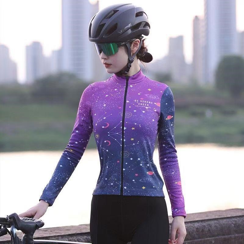 春秋晨跑运动自行车骑行服女款专业长袖公路山地车透气防晒单车服