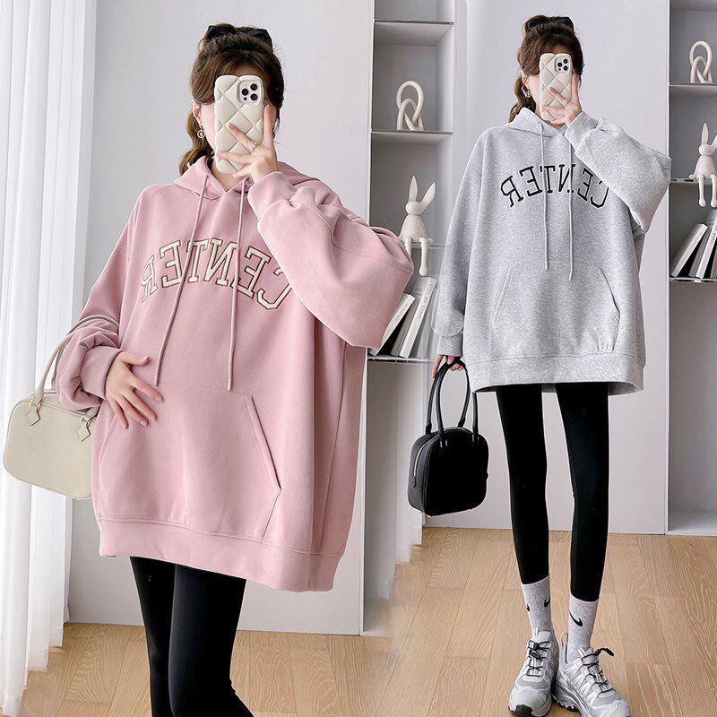 超大码孕妇宽松卫衣春秋款套装减龄韩版休闲时尚连帽上衣女200斤