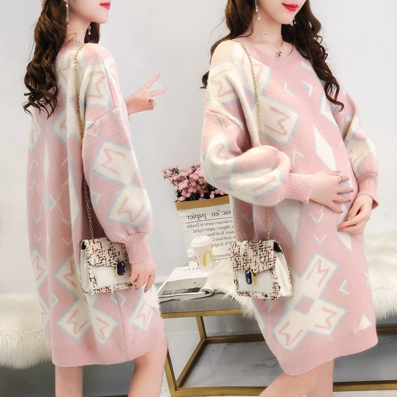 孕妇秋冬款套装时尚款冬装毛衣中长版洋派上衣打底衫宽松洋装软