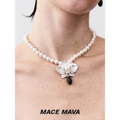 MACEMava珀兰蝴蝶兰贝珠项链