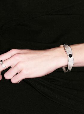 MACE MAVA时间曲线 时砚开口手镯女款高级感原创镶玛瑙小众手链女