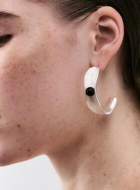 MACE MAVA时间曲线 时砚耳饰女款高级感原创镶玛瑙小众轻奢耳环